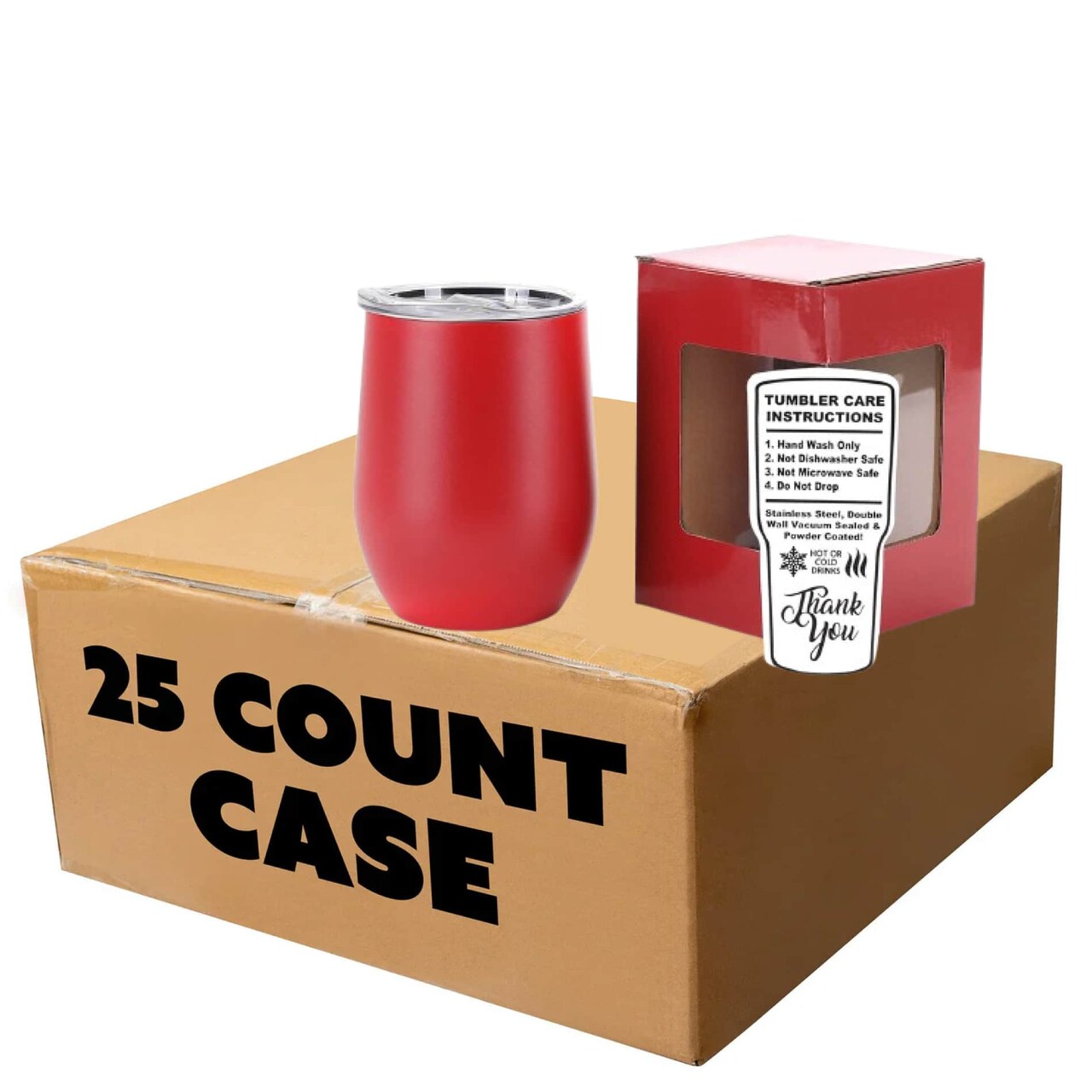 Makerflo 12 oz Powder Coated Wine Tumbler with Leak-Proof Clear Lid, Ideal for Craft and Personalization (Laser Engraving, UV DTF, Epoxy, and Vinyl)